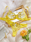 Womens Embroidered Bralette Lingerie And Panty Set Floral Design Soft Stretch Fabric Comfortable Everyday Underwear