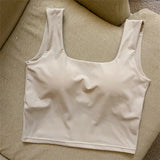 Summer Ice Silk Bras Top Square Neck Crop Top Solid Color Underwear Streetwear Bra Top for Women Sexy Lingerie