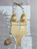2026 V-neck Hot Stamping Monokini Swimsuit Women One Piece Hollow Swimwear Female Sexy Bathers Bathing Swimming Swim Suit Beach