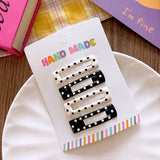 New polka dot hair clip black and white color clip girl versatile bangs clip hair accessory for short hair