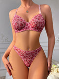 Black Ultra Thin See Through Mesh Sheer Bra and Thong Set Women Push Up Transparent Polka Dot Underwear Lingerie Set