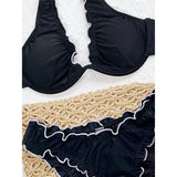 2026 Ruffled Halter Underwired Bikini Female Swimsuit Two-pieces Bikini set Women Swimwear Brazilian Bathing Suit Bather V7606
