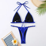 New Micro Bikini Set for Woman Chain Link Swimsuit Sexy Backless Neck Lace-up Bathing Suit Beachwear Female Push Up Swimwear