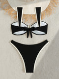 ZTVitality Sexy Patchwork Bikinis 2026 New Arrival Padded Bra Push Up Bandage Swimsuit Summer Biquini Women 2 Piece Set Outfit