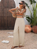 Phantasy Bohe Jumpsuit Women Casual Strap Embroidery Long Pants Fashion Sleeveless Jumpsuit Lady Summer Vacation Streetwear