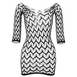 Ladies Long Sleeve Sheer Mesh Cover Up Dress, Stylish See-Through Fishnet Beachwear  For Summer Vacation