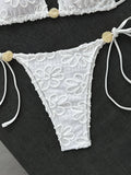 Sexy Yellow 3D Flower Micro Bikini 2026 Women Hole Out Stone Strap Push Up Bra Thong Swimsuit Holiday Bathing Suit Swimwear