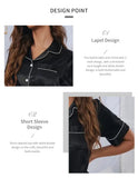 Women Two-piece Pj Sets Sleepwear Loungewear Button-Down Pajama Women 2 Piece Pijama Homewear Shorts Set