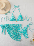 Halter Triangle String Bikinis 2026 Women Sexy Printed Swimsuit 3 Pieces Swimwear Female Bathers Bathing Swimming Swim Suit