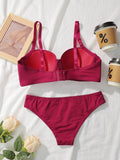 New Hot Selling Solid Color Daily 2-piece Set with Steel Rim push up Bra for Women Underwear Set J2611