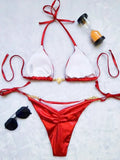 Snake Skin Rhinestone Diamond Bikini Female Swimsuit Women Swimwear Two-pieces Bikini Set High Cut Halter Bathing Suit Swim Lady