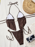 DEKA Yellow String Bikinis Halter Triangle Micro Bikini Set Thong Ruffled Ruched Sexy Swimsuit Women 2025 Swimwear Bather De Muj