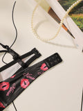 High Quality Printed Patchwork Lace Sexy Lingerie Set For Women's Push Up Bras With Steel Ring Underwear A2174