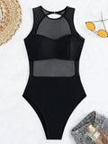 Sexy See Through Black Mesh Sheer Women Swimwear One Piece Swimsuit Female Monokini Backless Bathing Suit Swim Beach Wear Lady