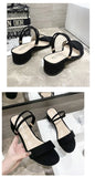 Women Sandals Chunky Heels Slides Summer 2026 Elegant Shoes Women Slipper Big Size 34-42 Fashion Summer Sandal Women