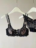 French Inspired Minimiser Bra Women Sexy Lingerie Set Large Chest Support Thin Comfort Half Cup Soft Underwire Anti Sagging