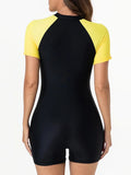 2026 Zipper Short Sleeves Slim Swimsuit Women One Piece Swimwear Female Bathers Bathing Swimming Swim Surf Suit Beachwear XXL