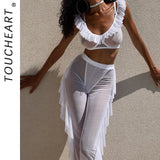 Toucheart Erotic Lingerie Versatile Hot Girls See-through Mesh Hollow Bodyshaping Pure Desire Sexy Delicate Underwear Split Kit