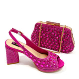 doershow nice African Shoes And Bag Matching Set With pink Hot Selling Women Italian Shoes And Bag Set For Party Wedding !HLO1-3