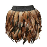 Womens Faux Feather Mini Skirt Elastic Mid Waist A-line Skirt Ladies Mardi Gras Outfit Festivals Carnival Dance Party Supplies