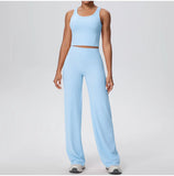 2PCS Yoga Set Women Tracksuit Nude Feeling Workout Sets Gym Clothes Push Up Fitness Running Sportswear Sport Straight tank suit