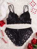 Single of Women's Underwear Set Sexy Lace Patchwork with Push Up Bra Romantic Sheer Women's Panties