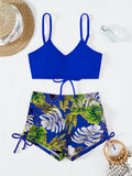 2026 Tie Dye Bikini Drawstring Swimsuit Women High Waist Shorts Swimwear Female Padded Bathing Suit Swimming Beachwear Summer