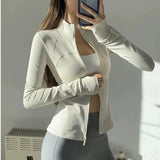 Women's High-End Yoga Fitness Suit Standing Collar Long-Sleeved Sports Jacket for Active Wear And Exercise