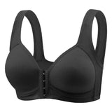 Women's Bra Wire-Free Front Closure Solid Color Full Coverage Fixed Cups More Considerate for Middle-Aged And Elderly Individual