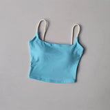 Women's Sexy Backless Yoga Sports Vest Fixed One-Piece Cup Contrast Suspender Beautiful Back Fitness Bra for Active Wear