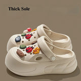Women Fashion Clogs DIY Cartoon Charms Platform Shoes Woman Home Street Slippers Soft EVA Girls Daily Walking Beach Sandals