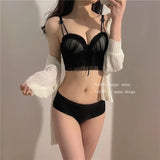 Sexy Lolita Bra Set for Women Wireless Push Up Bralette Lace Sexy Lingerie Set for Small Bust Gathering No Underwire MOYISU S-XL