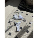 Halter Glitter Sparkling High Leg Cut Bikini Women Swimwear Female Swimsuit Two-pieces Bikini Set Bather Bathing Suit Swim V5102