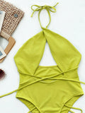 2026 New One Piece Swimsuit Swimwear Women Solid Cross Halter Hollow Bandage Bathing Suit Beachwear Female Maillot De Bain Femme