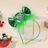 Christmas Sparkle Candy Headband Sweet Tull Mesh Bead Bow Hairbands Cute Candy Hair Hoop For Girls Headwear Hair Accessories