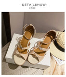 Women’s Sandals Cowhide Shoes Thick Platform Heel Sandals Elegant Lady Summer Apricot High Heel Peep Toe Buckle Sandals