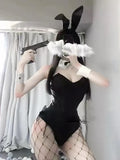 Bunny Cosplay Costume Women Sexy Bodysuit Lingerie Kawaii Bunny Girl PU Faux Leather Rabbit Suit Anime Outfits