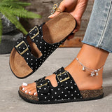 Vinatge Polka-Dot Birken Slippers Women 2026 Fashion Double Buckle Thick Sole Clogs Sandals Woman Plus Size 43 Summer Sandles