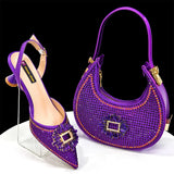 doershow Italian Shoes And Bag Sets For Evening Party With Stones Italian Leather Handbags Match Bags!  HFG1-21