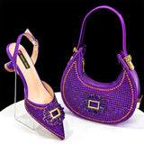 doershow Italian Shoes And Bag Sets For Evening Party With Stones Italian Leather Handbags Match Bags!  HFG1-21
