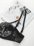 High Quality New Sexy Underwear For Women's Lace Transparent Hollow 3/4 Bra Gathering Steel Ring Push Up Underwear Set HR2634