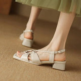 2026Summer New Model Fashion Middle Heeled Women's Sandals Black Buckle Open-toe Comfortable Hollow-out Women's Shoes High 3.5cm