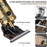 Rechargeable Mens T9 Carving Hair Clipper Vintage Portable USB Cleaning Barber Professional Hair Cutting Machine Beard Trimmer