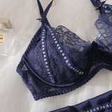 2025 Sexy Swimsuit Four Piece Set Hollow Out Mesh Lace Sheer Gathering Body Charm Bra Set Bikinis Women Bikini High Waist 5MJK