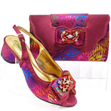 Doershow hot selling WINE Shoes and Bags To Match Set Italy Party Pumps Italian Matching Shoe and Bag Set for Party! 1-10