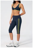 Summer Color Blocked Yoga Sets Women Slim Sports Bra High Waist Pants Fitness Suits Outwear Gym Running Push Up Workout Clothes