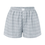 Women’s Plaid Print Shorts Elastic Low Waist Button Front Lounge Shorts Boxers Streetwear