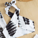 Halter Printed With Beach Pants Bikini Women Swimwear Female Swimsuit Three-pieces Bikini set Bather Bathing Suit Swim V3542