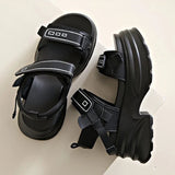 Silver Chunky Platform Sandals for Women Summer Wedge Heels Sport Sandals Woman Comfortable Thick Bottom Casual Sandles Female