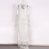 New Sexy S - XL Fringe Tassel Knitted Crochet Tunic Beach Cover Up Cover-ups Beach Dress Beach Wear Beachwear Female Women V3791